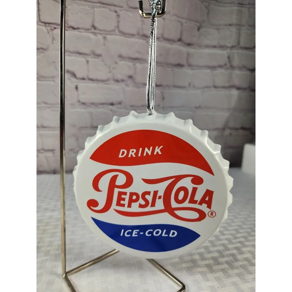 Retro Pepsi Metal Bottle Cap Wall Decor – White Novelty Bar Sign –Ornament 5" - Picture 1 of 3